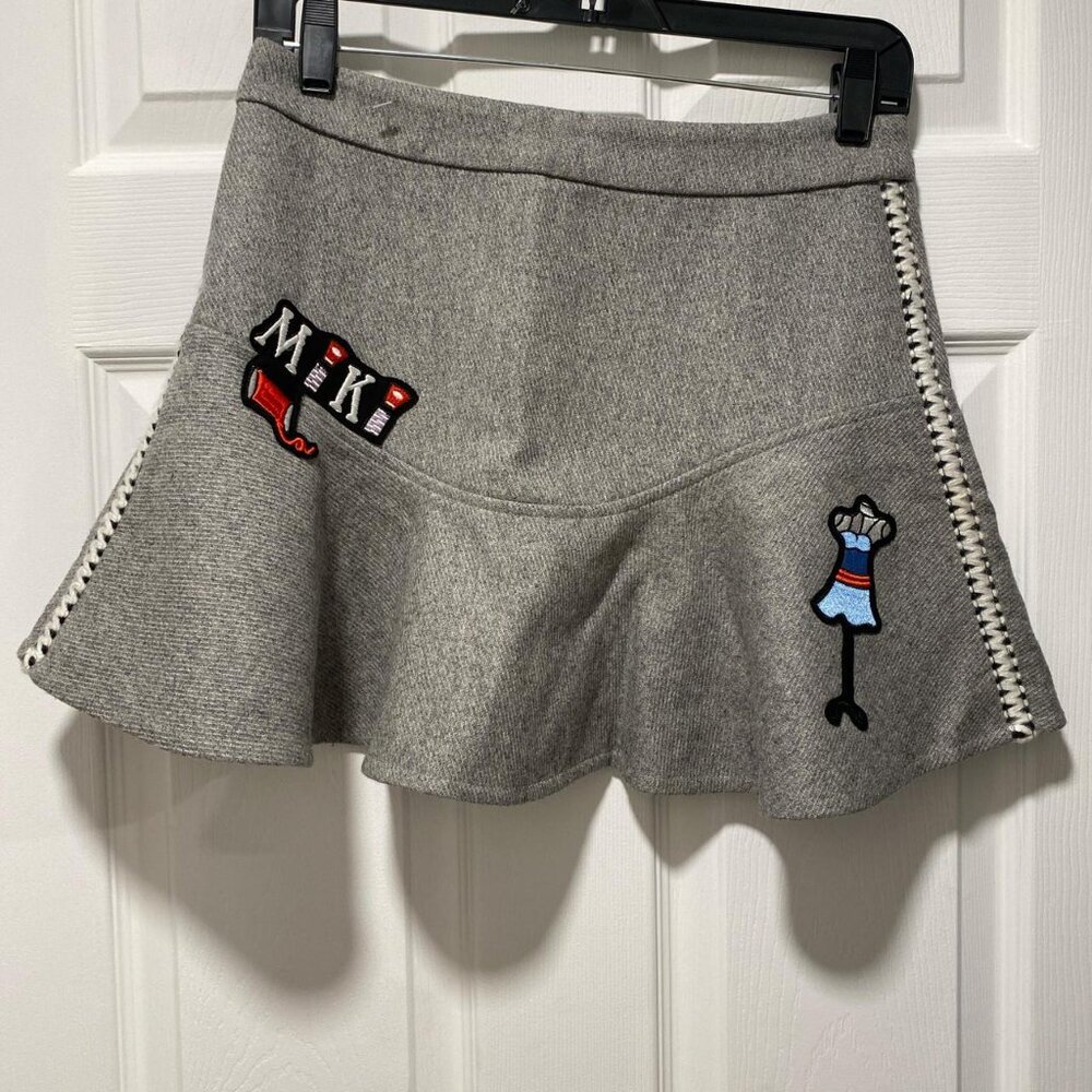 Color Mikibana Skirt - grey skirt with patches